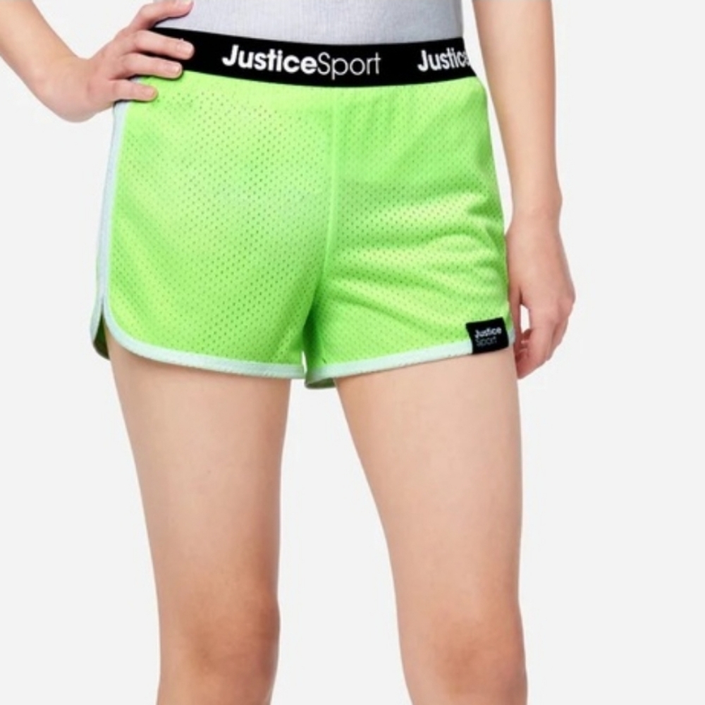 Justice Girls XS 4/5 Dolphin Mesh Activewear Shorts New Neon Green‎